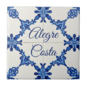 Azulejo Blue Custom House Name Plate Plaque Sign Tegeltje (Voorkant)