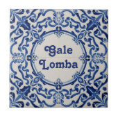 Azulejo Blue Custom House Name Plate Plaque Sign Tegeltje (Voorkant)