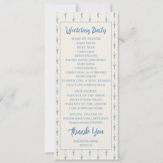 Azulejo Blue Wedding Programma (Achterkant)