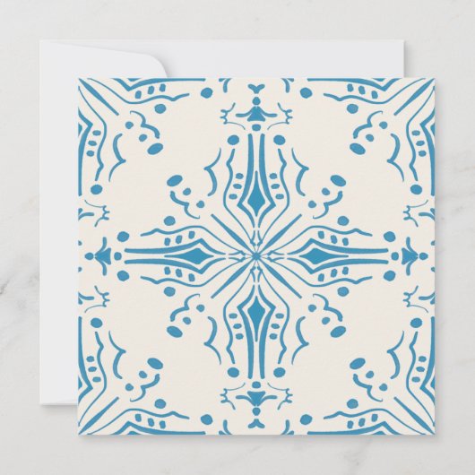 Azulejo Blue Wedding Square Uitnodiging (Achterkant)