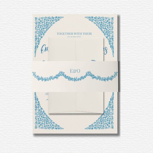 Azulejo Blue Wedding Uitnodigingen Wikkel