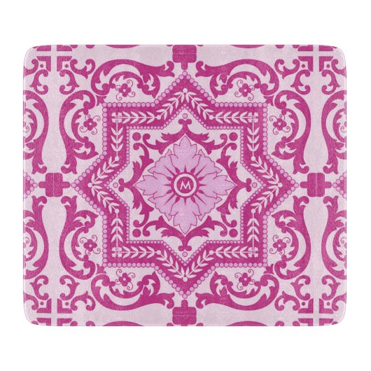 Azulejo Ceramic Style  Monogram Ornament Snijplank (Voorkant)