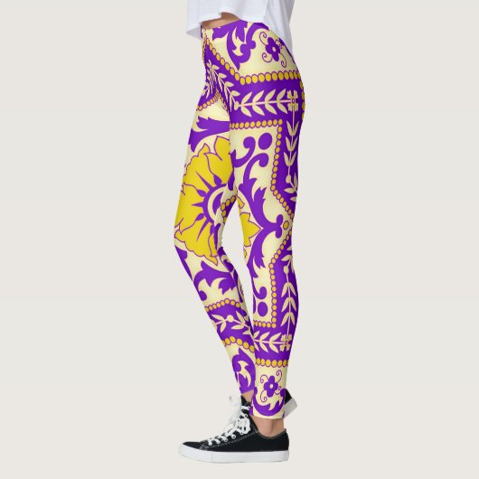 Azulejo Ceramic Style Ornament Monogram Leggings (Links)