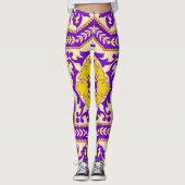Azulejo Ceramic Style Ornament Monogram Leggings (Voorkant)