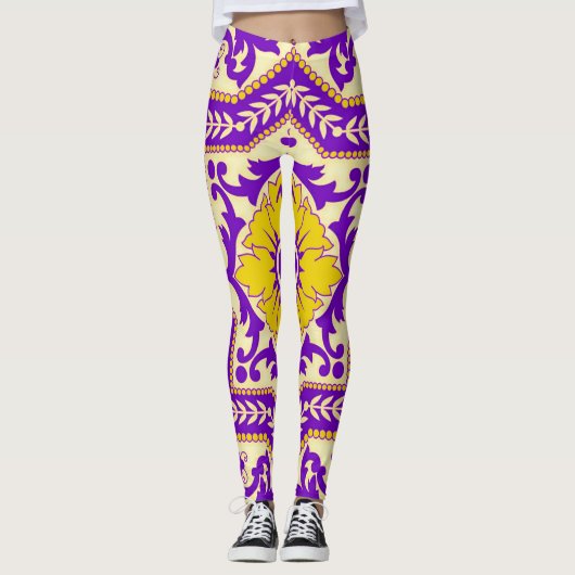 Azulejo Ceramic Style Ornament Monogram Leggings (Voorkant)