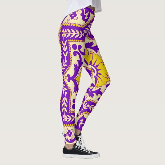 Azulejo Ceramic Style Ornament Monogram Leggings (Rechts)