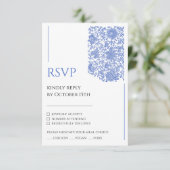 Azulejo Chinoiserie Blue Floral Regency RSVP Informatiekaartje (Staand voorkant)