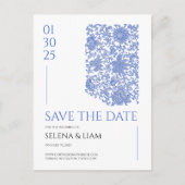 Azulejo Chinoserie Blue Floral Save the Date Briefkaart (Voorkant)