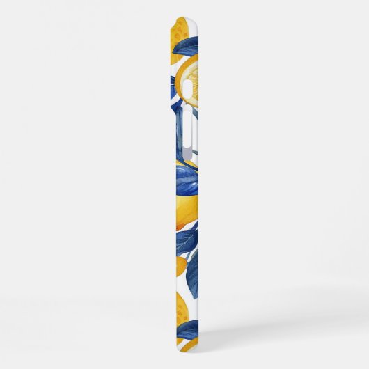 Azulejo Citroenen Blauwe bladeren iPhone Hoesje (Linkerkant)