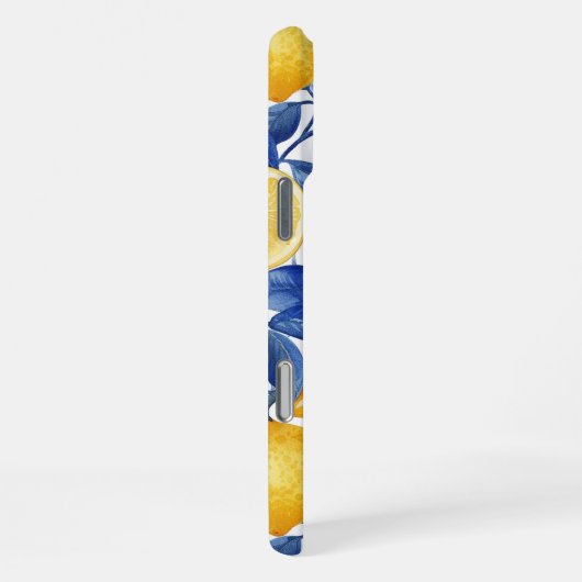 Azulejo Citroenen Blauwe bladeren iPhone Hoesje (Rechterkant)