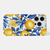 Azulejo Citroenen Blauwe bladeren iPhone Hoesje (Achterkant horizontaal)