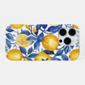 Azulejo Citroenen Blauwe bladeren iPhone Hoesje (Achterkant horizontaal)