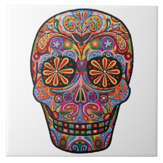 Azulejo decorado caveira bordada tegeltje (Voorkant)