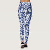 Azulejo Dolce Tegel Patroon Leggings Blauw Keramis (Achterkant)