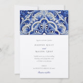 Azulejo Elegant Bloemen Keramische Tegel Bruiloft Kaart (Voorkant)