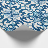 Azulejo Fleur De Lis Style Pattern Cadeaupapier (Hoek)