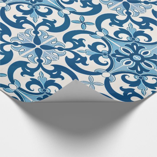 Azulejo Fleur De Lis Style Pattern Cadeaupapier (Hoek)