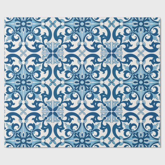 Azulejo Fleur De Lis Style Pattern Cadeaupapier (Vlak)
