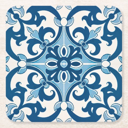 Azulejo Fleur De Lis Style Pattern Kartonnen Onderzetters (Voorkant)