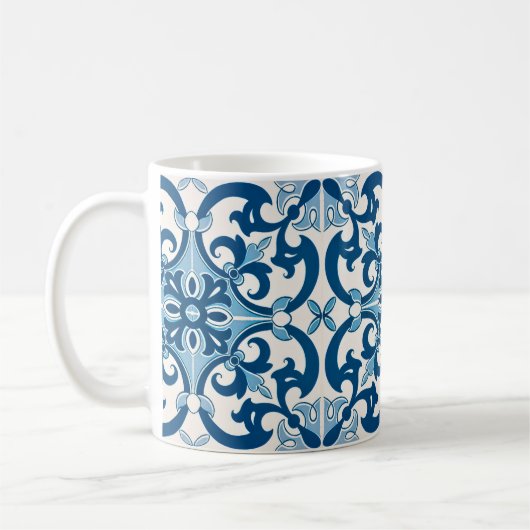 Azulejo Fleur De Lis Style Pattern Koffiemok (Links)