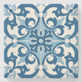 Azulejo Fleur De Lis Style Pattern Stenen Onderzetter (Voorkant)