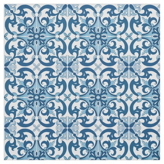 Azulejo Fleur De Lis Style Pattern Stof (Swatch)