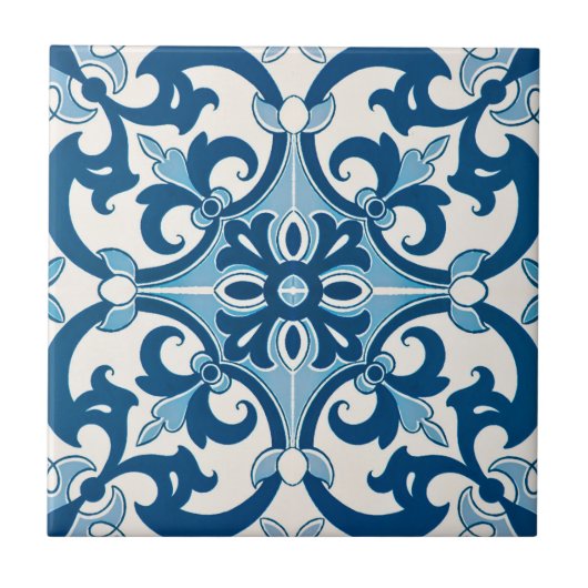 Azulejo Fleur De Lis Style Pattern Tegeltje (Voorkant)