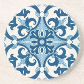 Azulejo Fleur De Lis Style Pattern Zandsteen Onderzetter (Voorkant)