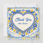 💙 Azulejo Hart Bedankkaart-tegel Bedankkaart (Voorkant)