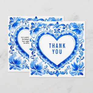 💙Azulejo Hart Bedanktegel Bedankkaart
