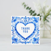💙Azulejo Hart Bedanktegel Bedankkaart (Staand voorkant)