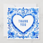 💙Azulejo Hart Bedanktegel Bedankkaart (Voorkant)