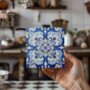 Azulejo Indigo Blue Mosaic Pattern Tegeltje