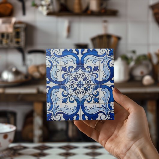 Azulejo Indigo Blue Mosaic Pattern Tegeltje