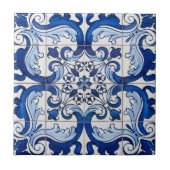 Azulejo Indigo Blue Mosaic Pattern Tegeltje (Voorkant)
