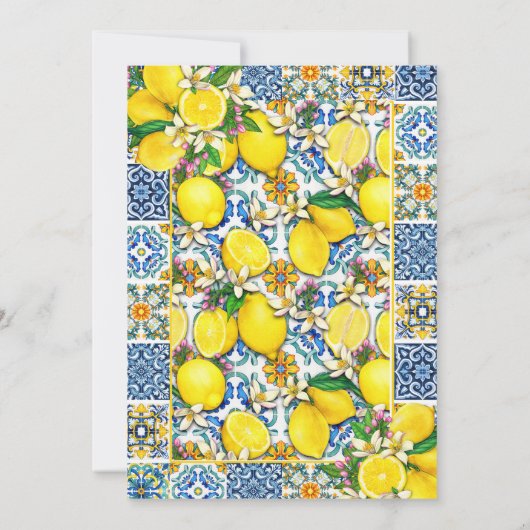 Azulejo Lemon Tegels Wedding Kaart (Achterkant)