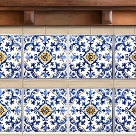 Azulejo Lisbon Patterned Talavera Ceramic Design Tegeltje