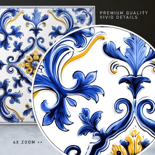 Azulejo Lisbon Patterned Talavera Ceramic Design Tegeltje