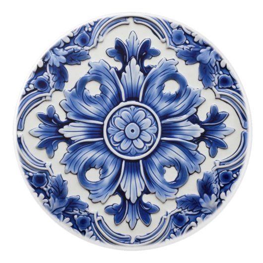 Azulejo Lissabon Patroon Talavera Keramisch Ontwer Keramische Knop (Voorkant)