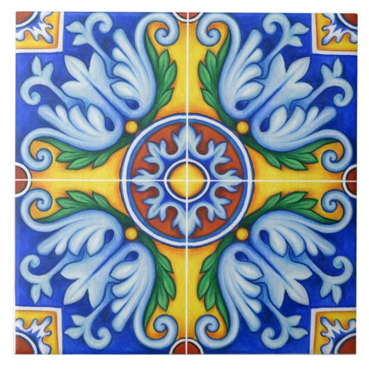 Azulejo Lissabon Patroon Talavera Keramisch Ontwer Tegeltje (Voorkant)