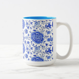 Azulejo Lissabon Portugal Bloem Blauw en Wit Cera Tweekleurige Koffiemok