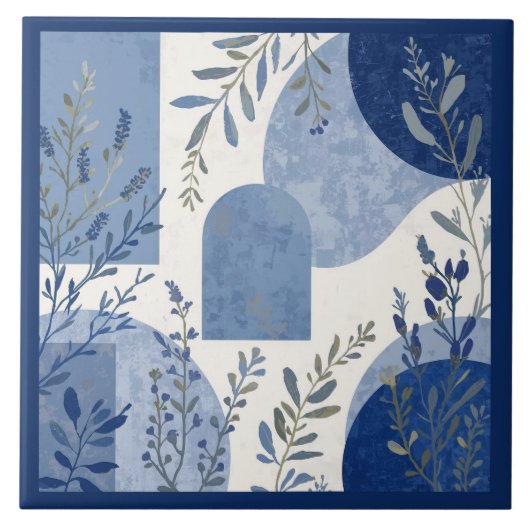 Azulejo Mediterraan Blauw Botanisch Tegeltje (Voorkant)