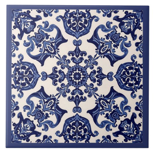 Azulejo Mediterraan Blauw Wit Tegeltje (Voorkant)