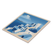 Azulejo Mediterrane stad Blauw Tegeltje (Zijkant)