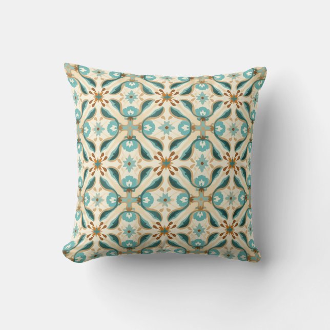 Azulejo Minty Mocha Mozaïek Kussen (Voorkant)
