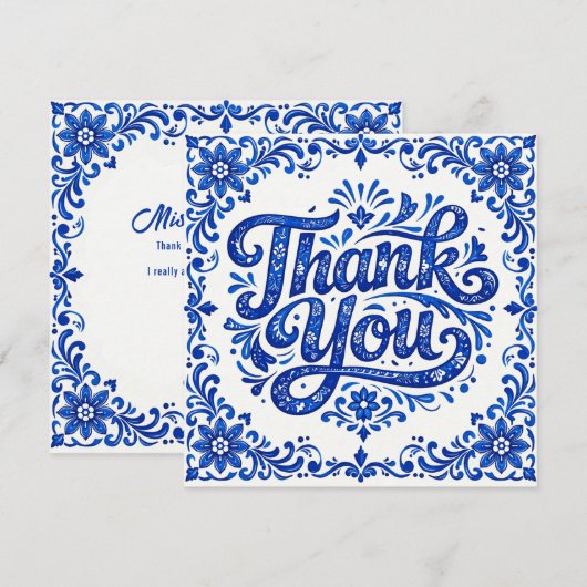 💙 Azulejo-plein bedankkaart (Voorkant / Achterkant)