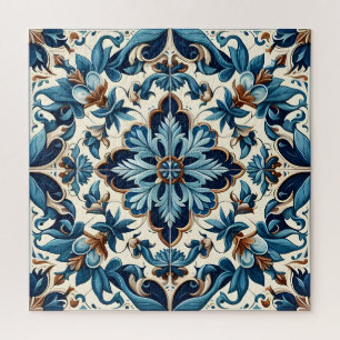 Azulejo Porselein Blauwe Tegel Mediterraan Patroon Legpuzzel