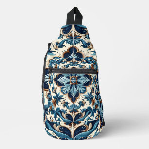 Azulejo Porselein Blauwe Tegel Mediterraan Patroon Sling Bag
