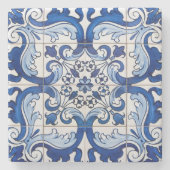 Azulejo Portugal Floral Pattern Stenen Onderzetter (Voorkant)