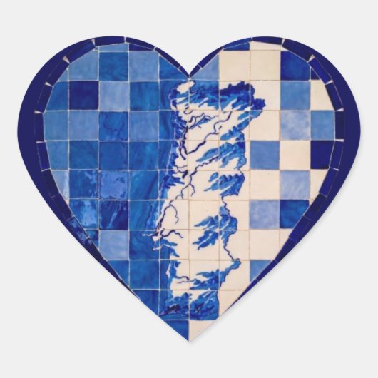 Azulejo Portugal Heart Sticker – Blue Tile Portugu (Voorkant)